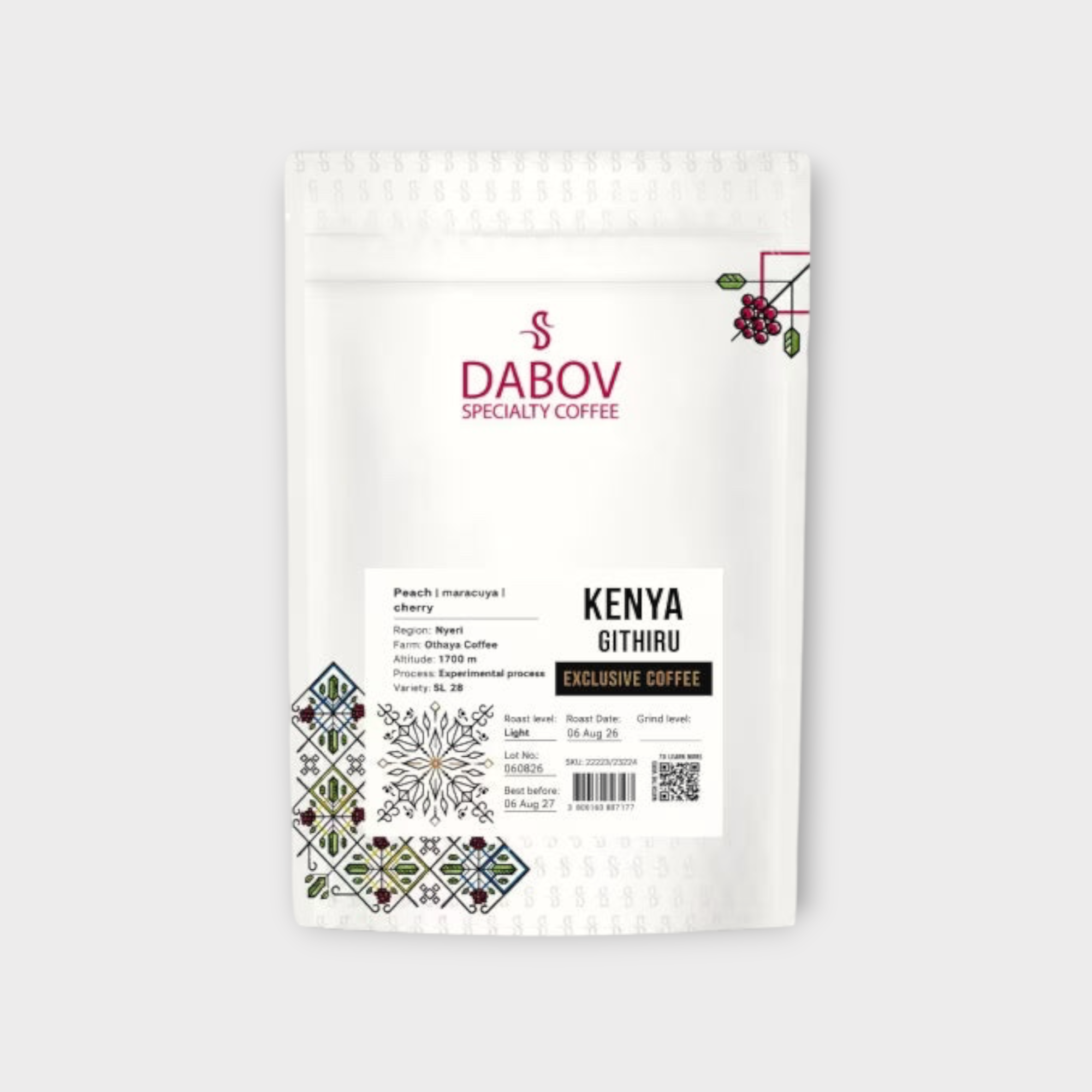 Coffee Community Kenya Githiru specialty coffee bag with white packaging and detailed product information label