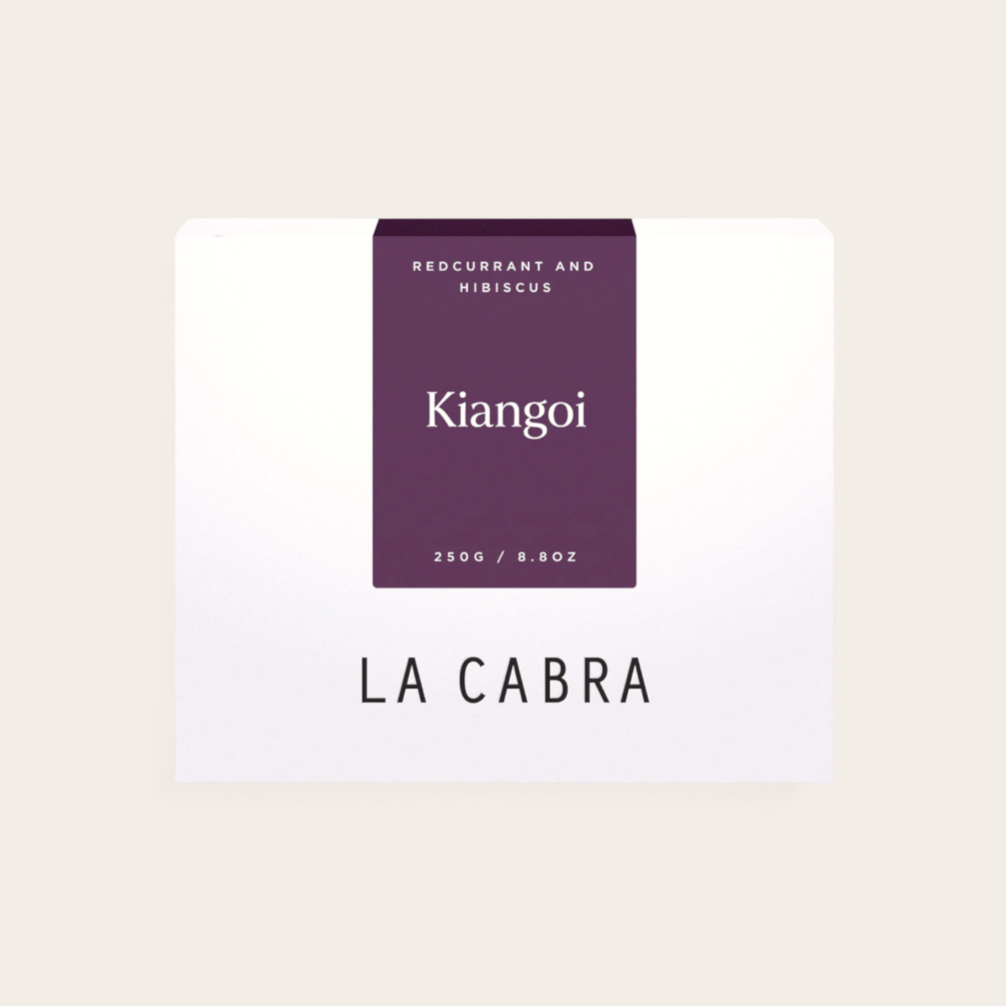 Coffee Community Kenya Kiangoi coffee bag with purple label featuring redcurrant and hibiscus tasting notes